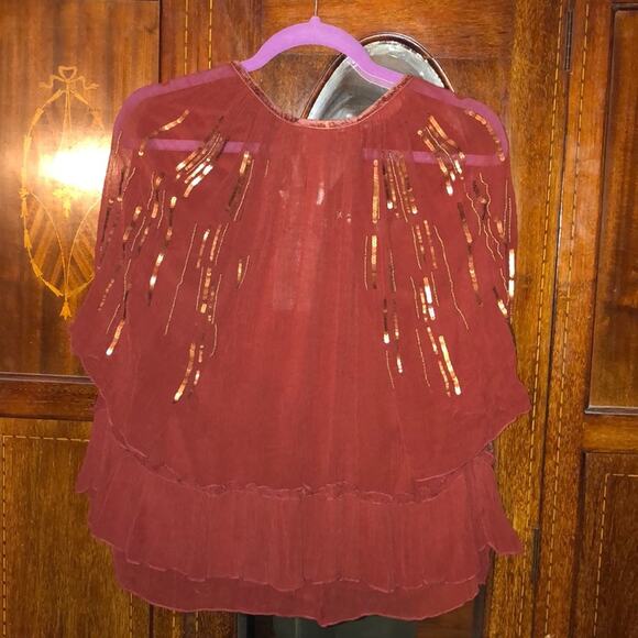 Anthropologie Floreat Canalis FairyCore Festival Whimsical Gauze Sequin Top - Picture 3 of 8